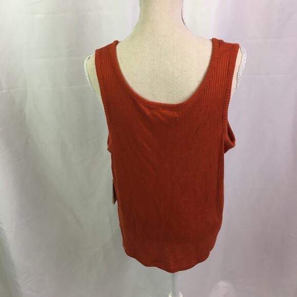 Pink Republic Ribbed Button Down Tank Rust Medium - Picture 5 of 15